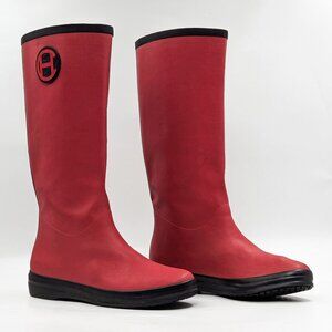 Cole Haan Women Retro Vintage 90s CH Logo Red Rubber Rain Boots sz 9